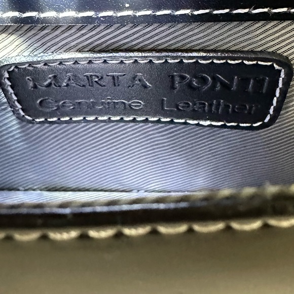 MP by MARTA PONTI Structured Black Leather Mini Handbag Cocktail Formal Baguette - Picture 16 of 16